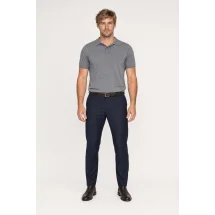 Pull polo manche courte gris — porté face — sur mesure — Costume Privé Paris