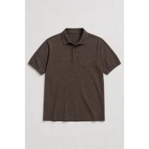 Pull polo manche courte marron — packshot ensemble