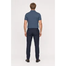 Pull polo manche courte bleu indigo — vue de dos porté