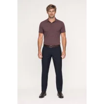 Pull polo manche courte bordeaux — porté face — sur mesure — Costume Privé Paris