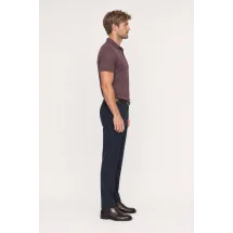 Pull polo manche courte bordeaux — vue profil porté