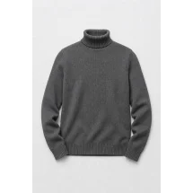 Pull col roulé gris — packshot ensemble