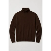 Pull col roulé marron — packshot ensemble