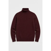 Pull col roulé bordeaux — packshot ensemble