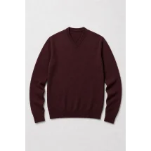 Pull col V bordeaux — packshot ensemble