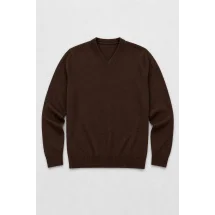 Pull col V marron — packshot ensemble