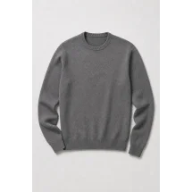 Pull col rond gris — packshot ensemble