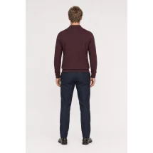Pull polo manche longue bordeaux — vue de dos porté