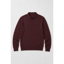 Pull polo manche longue bordeaux — packshot ensemble