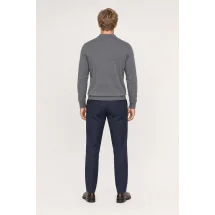 Pull polo manche longue gris — vue de dos porté