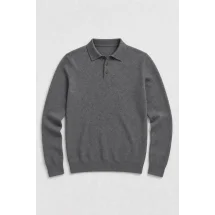 Pull polo manche longue gris — packshot ensemble