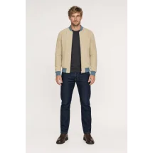 Blouson Suede écru MA1 Steve — porté face — sur mesure — Costume Privé Paris