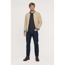 Blouson Suede écru MA1 Steve — porté veste partiellement ouverte