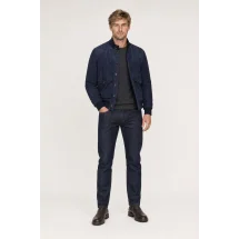 Blouson Nubuck bleu A1 Cary — porté veste partiellement ouverte