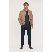 Blouson Nubuck beige A1 Cary — porté veste partiellement ouverte