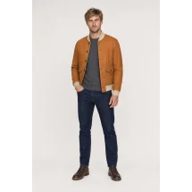Blouson Nubuck camel A1 Cary — porté veste partiellement ouverte