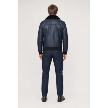 Blouson Cuir bleu nuit G1 Paul — vue de dos porté