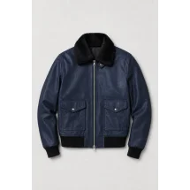 Blouson Cuir bleu nuit G1 Paul — packshot ensemble