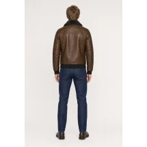 Blouson Cuir Marron Glacé G1 Paul — vue de dos porté