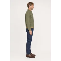 Blouson Nubuck vert kaki clair A2 John — vue profil porté