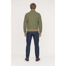 Blouson Nubuck vert kaki clair A2 John — vue de dos porté