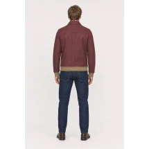 Blouson Nubuck bordeaux clair A2 John — vue de dos porté