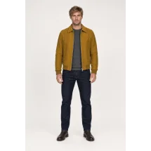 Blouson Nubuck marron ocre A2 John — porté face — sur mesure — Costume Privé Paris