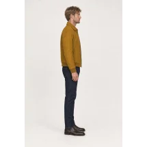 Blouson Nubuck marron ocre A2 John — vue profil porté