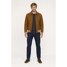 Blouson Nubuck marron moyen A2 John — porté face — sur mesure — Costume Privé Paris