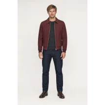 Blouson Nubuck bordeaux A2 John — porté face — sur mesure — Costume Privé Paris