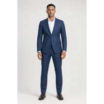 Costume mariage bleu moyen champêtre — porté face — sur mesure — Costume Privé Paris