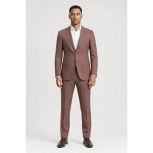 Costume mariage bordeaux clair champêtre — porté face — sur mesure — Costume Privé Paris