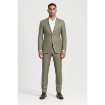 Costume mariage vert clair champêtre — porté face — sur mesure — Costume Privé Paris