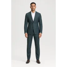 Costume mariage vert paon champêtre — porté face — sur mesure — Costume Privé Paris