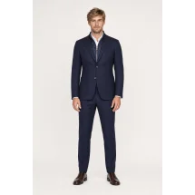 Veste bleu plastron amovible — porté face — sur mesure — Costume Privé Paris
