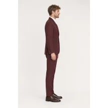 Veste bordeaux plastron amovible — vue profil porté