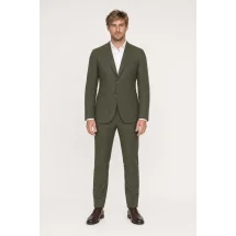 Veste vert kaki plastron amovible — porté face — sur mesure — Costume Privé Paris