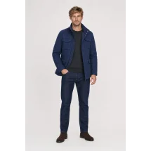 Parka matelassée bleu moyen — porté veste partiellement ouverte