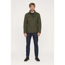 Parka matelassée vert kaki — porté face — sur mesure — Costume Privé Paris