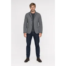 Veste matelassée grise — porté face — sur mesure — Costume Privé Paris