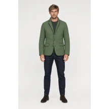 Veste matelassée verte — porté face — sur mesure — Costume Privé Paris