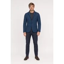 Veste matelassée bleu — porté face — sur mesure — Costume Privé Paris