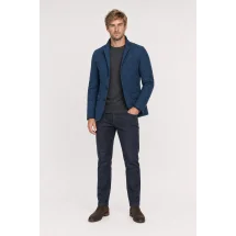 Veste matelassée bleu — porté décontracté veste ouverte