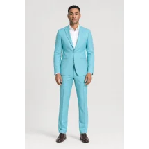 Costume mariage bleu turquoise — porté face — sur mesure — Costume Privé Paris