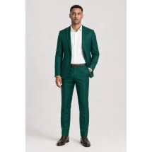 Costume mariage vert intense — porté décontracté veste ouverte