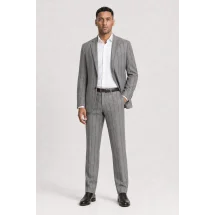 veste croisée été gris rayures — porté décontracté veste ouverte