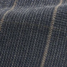 veste croisée été bleu denim rayures — détail macro tissu