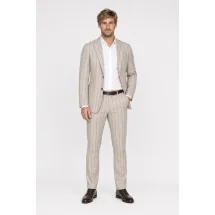 veste croisée été beige rayures marron — porté décontracté veste ouverte