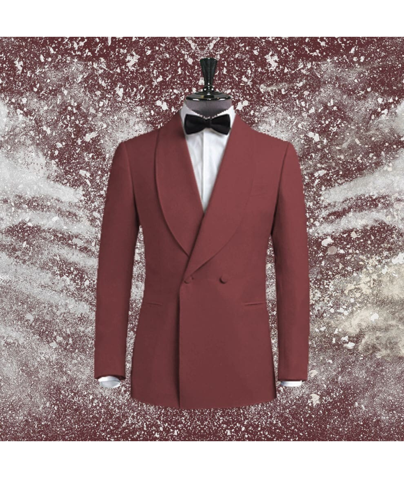 Smoking croisé 2 boutons col châle bordeaux