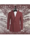 Smoking croisé 2 boutons col châle bordeaux | Costume Privé Paris